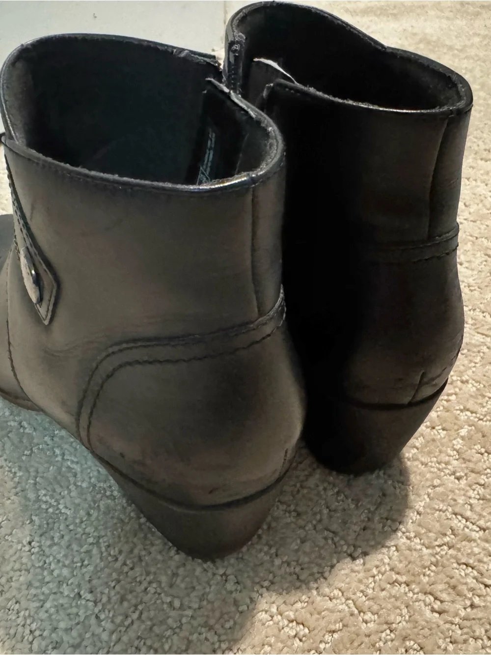 Black Leather Women's Ankle Boots - Classic Zip & Strap - Size 8 - Picture 3 of 10